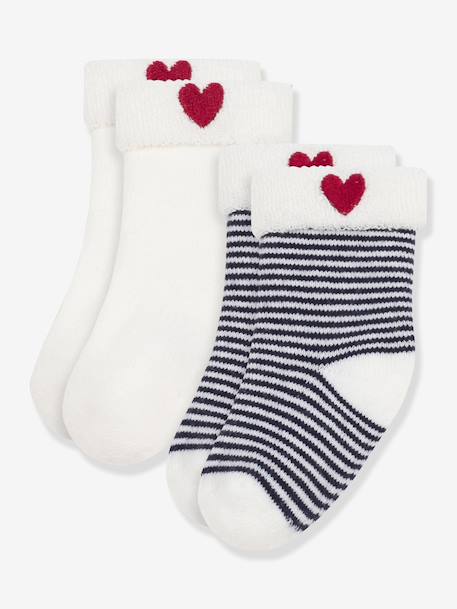 Bébé-Lot de 2 paires chaussettes bébé en coton brodé