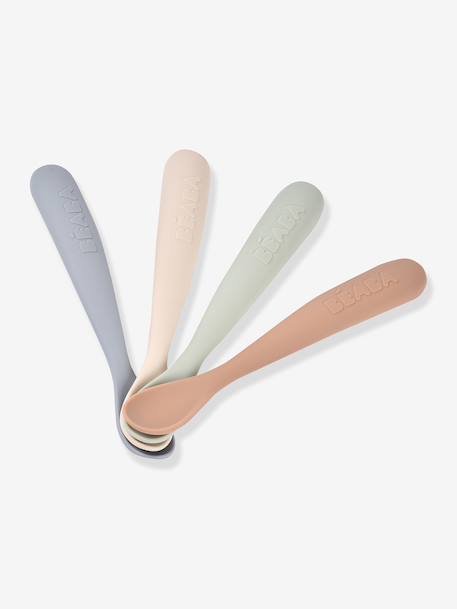 Set van 4 siliconen lepels 1e leeftijd BEABA beige - vertbaudet enfant 