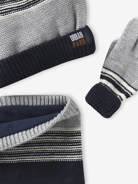 Coffret Noël bonnet Urban Park + snood + moufles/gants garçon gris chiné - vertbaudet enfant 