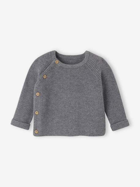 3-delige babyset met gebreid vestje + broek + muts gemêleerd grijs+rozen - vertbaudet enfant 