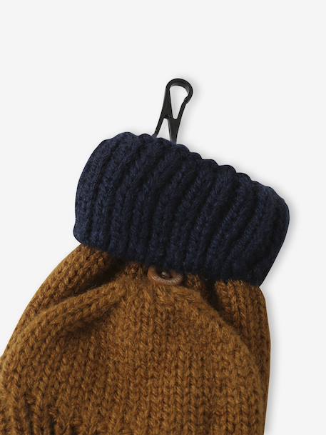 Ensemble torsadé garçon bonnet + snood + moufles/gants ocre - vertbaudet enfant 