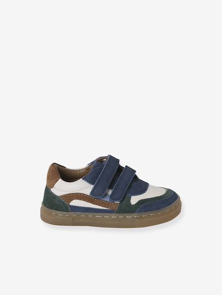 Baskets bébé garçon cuir à scratchs lot bleu - vertbaudet enfant 