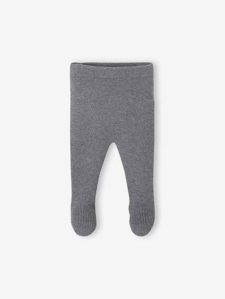 3-delige babyset met gebreid vestje + broek + muts gemêleerd grijs+rozen - vertbaudet enfant 