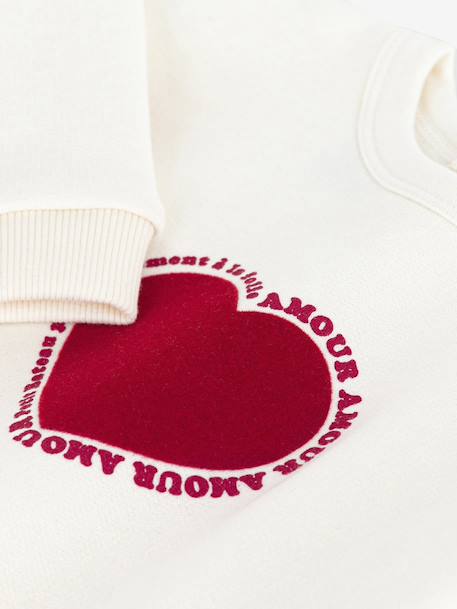 Sweat bébé en molleton motif c½ur écru - vertbaudet enfant 