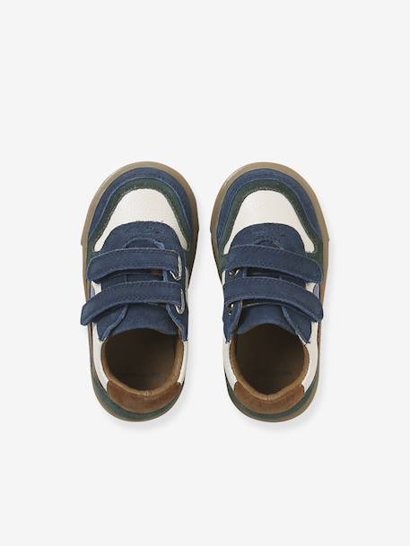 Baskets bébé garçon cuir à scratchs lot bleu - vertbaudet enfant 
