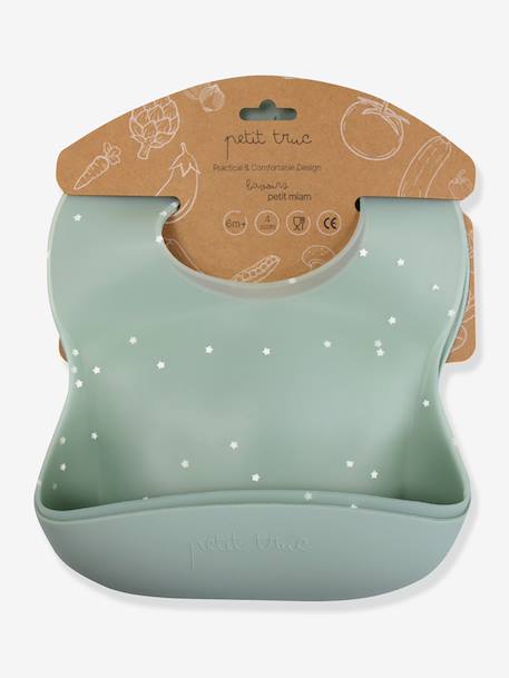 Lot de 2 bavoirs Petit miam blanc+bleu+olive+rose - vertbaudet enfant 