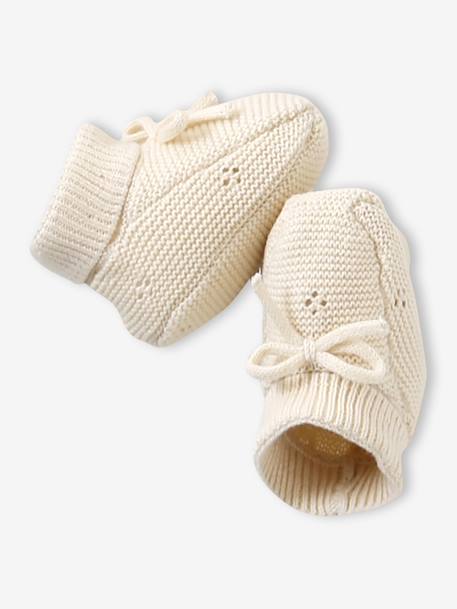 Ensemble bonnet et chaussons bébé naissance en maille ajourée écru - vertbaudet enfant 