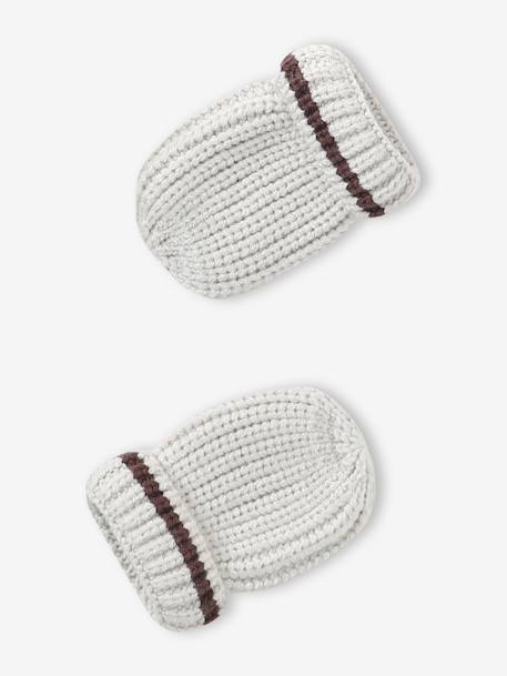 Ensemble bonnet « Ourson », snood et moufles bébé argile - vertbaudet enfant 