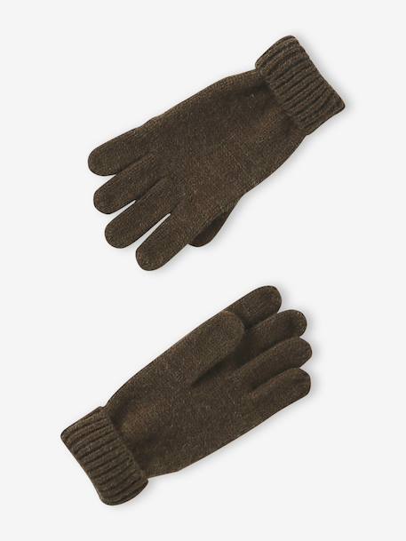 Ensemble garçon bonnet + snood + moufles/gants « Outdoor » bleu grisé+kaki - vertbaudet enfant 