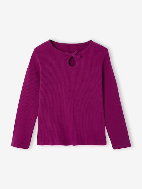 T-shirt met lange mouwen voor meisjes donkerpaars+marineblauw - vertbaudet enfant 