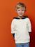 Sweater met capuchon 2-in-1 effect met geplaatste print voor jongens ecru - vertbaudet enfant 
