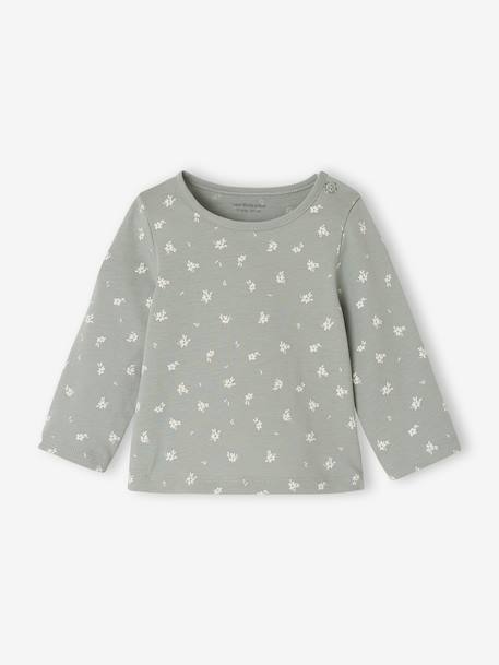 Set van 2 T-shirts baby Basics met lange mouwen hazelnoot+saliegroen - vertbaudet enfant 