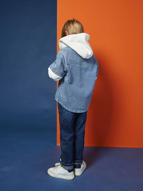 Hemd met gelaagd effect en sweater met capuchon voor jongens double stone - vertbaudet enfant 