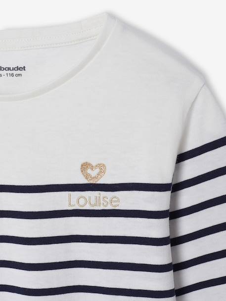 Tee-shirt marinière fille manches longues rayé bleu - vertbaudet enfant 