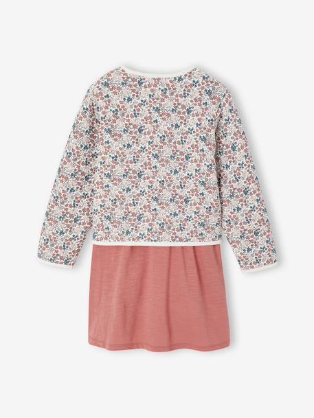 Ensemble robe et gilet matelassé fille anthracite+bois de rose - vertbaudet enfant 