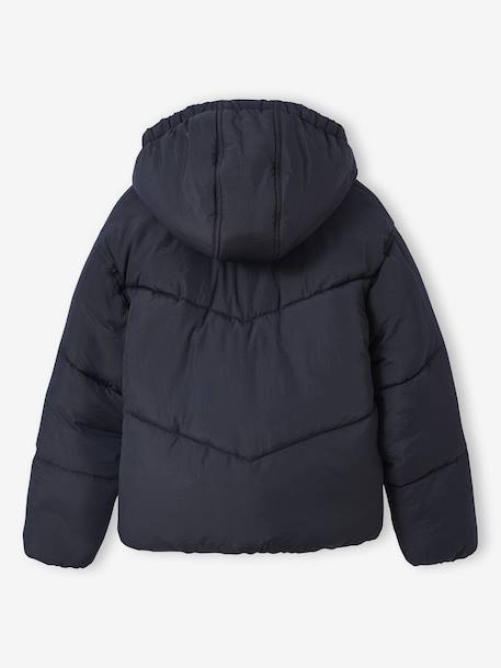 Doudoune fille courte à capuche noir - vertbaudet enfant 