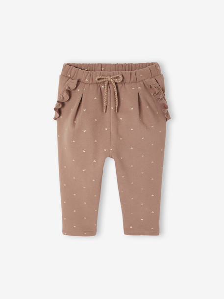 Fleece-pantalon voor meisjesbaby beige+ecru+roest+rozen - vertbaudet enfant 