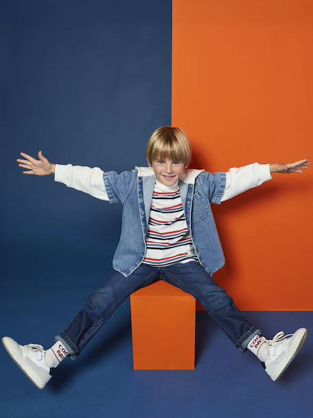 Hemd met gelaagd effect en sweater met capuchon voor jongens double stone - vertbaudet enfant 