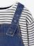 Ensemble fille robe salopette jean et tee shirt rayé bleu moyen - vertbaudet enfant 