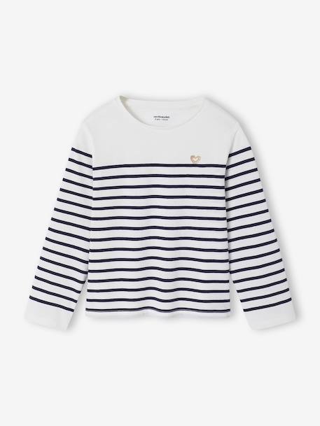 Fille-T-shirt, sous-pull-Tee-shirt marinière fille manches longues 