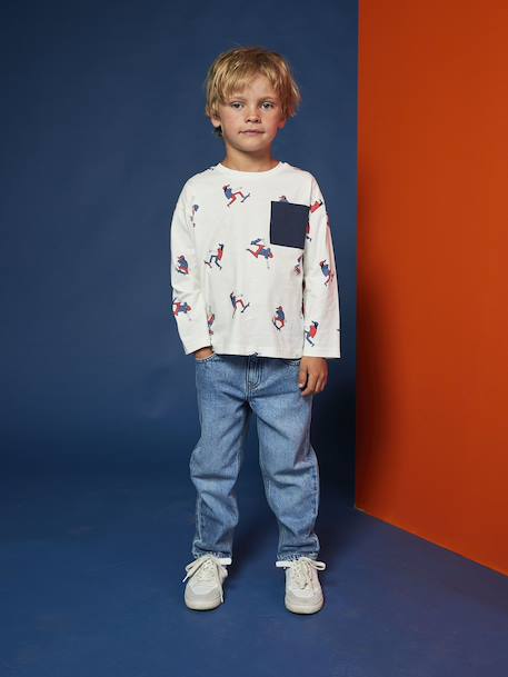 Jean garçon droit 5 poches double stone - vertbaudet enfant 