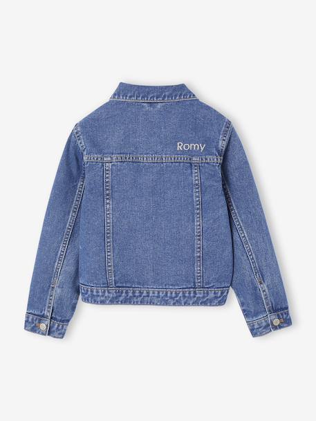 Veste jean fille personnalisable bleu clair+bleu moyen - vertbaudet enfant 