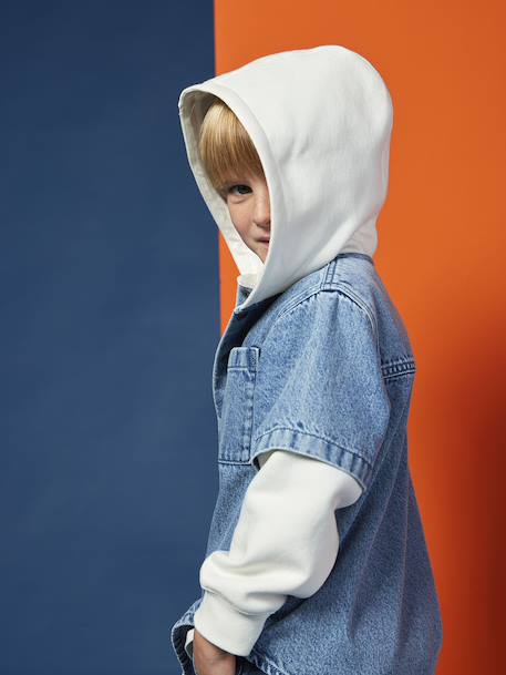 Hemd met gelaagd effect en sweater met capuchon voor jongens double stone - vertbaudet enfant 