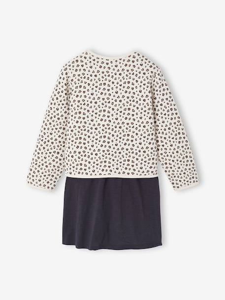 Ensemble robe et gilet matelassé fille anthracite+bois de rose - vertbaudet enfant 