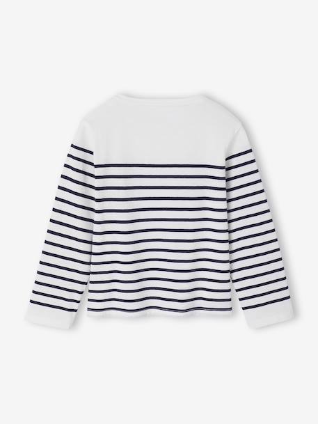 Tee-shirt marinière fille manches longues rayé bleu - vertbaudet enfant 