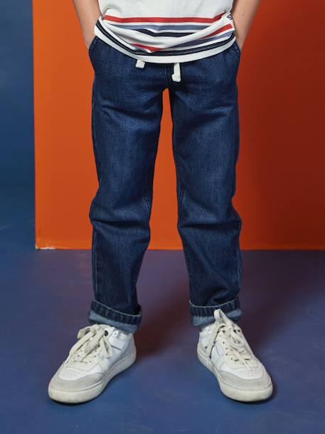 Wijde jongensbroek, eenvoudig aan te trekken gebleekt denim+grijs+ongewassen denim+stone+zwart denim - vertbaudet enfant 