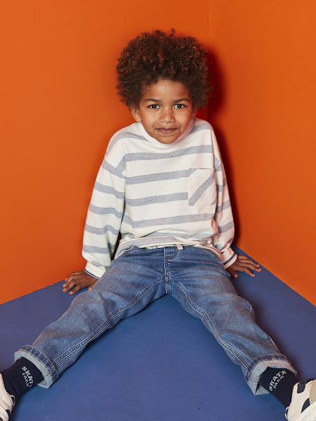 T-shirt met lange mouwen met gestreept effect voor jongens wit, gestreept - vertbaudet enfant 