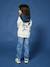 Sweater met capuchon 2-in-1 effect met geplaatste print voor jongens ecru - vertbaudet enfant 