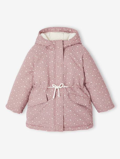Parka fille à capuche 3 en 1 parka + veste matelassée bois de rose+marine - vertbaudet enfant 