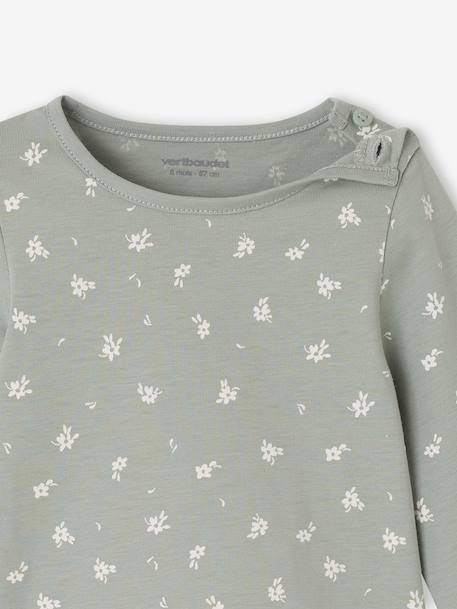 Set van 2 T-shirts baby Basics met lange mouwen hazelnoot+saliegroen - vertbaudet enfant 