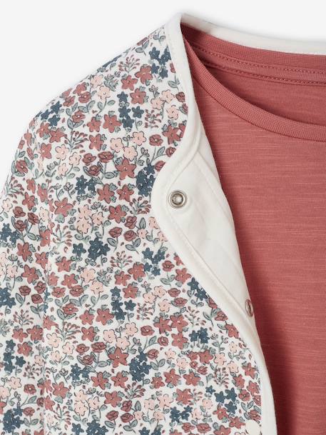 Set met jurk en gewatteerd vest voor meisjes antraciet+rozenhout - vertbaudet enfant 