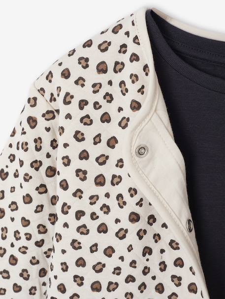 Set met jurk en gewatteerd vest voor meisjes antraciet+rozenhout - vertbaudet enfant 