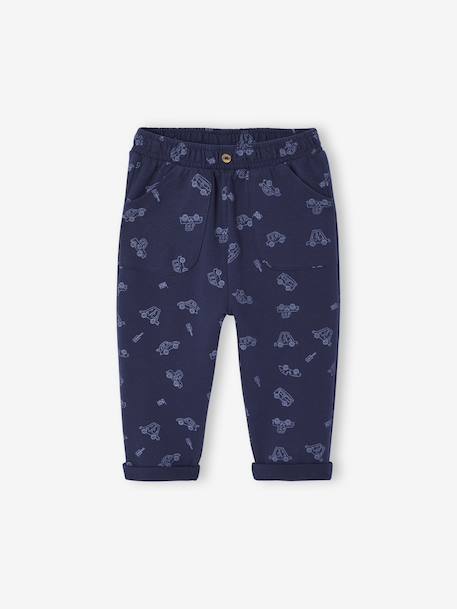 Pantalon bébé molleton imprimé bleu nuit+écru+vert sauge - vertbaudet enfant 