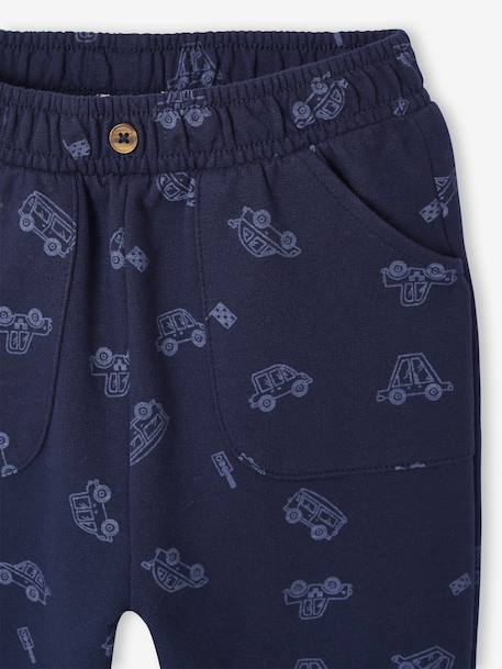 Broek met print van molton baby ecru+nachtblauw+saliegroen - vertbaudet enfant 