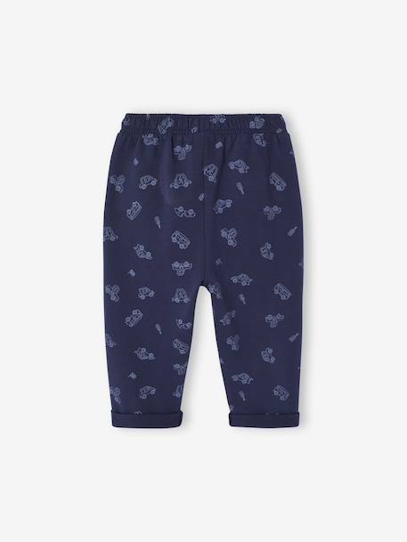 Pantalon bébé molleton imprimé bleu nuit+écru+vert sauge - vertbaudet enfant 