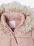 Donsjack met capuchon voor meisjes met fleece voering antraciet+goud+roze (poederkleur)+roze, bedrukt - vertbaudet enfant 