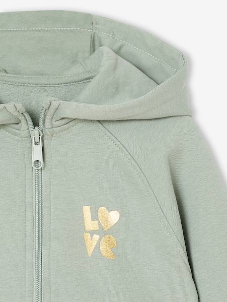 Sweat fille zippé à capuche sport marine+rose+vert sauge - vertbaudet enfant 