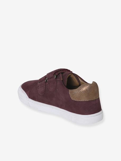 Leren sneakers met klittenband, kleutercollectie meisjes bordeauxrood+goud - vertbaudet enfant 