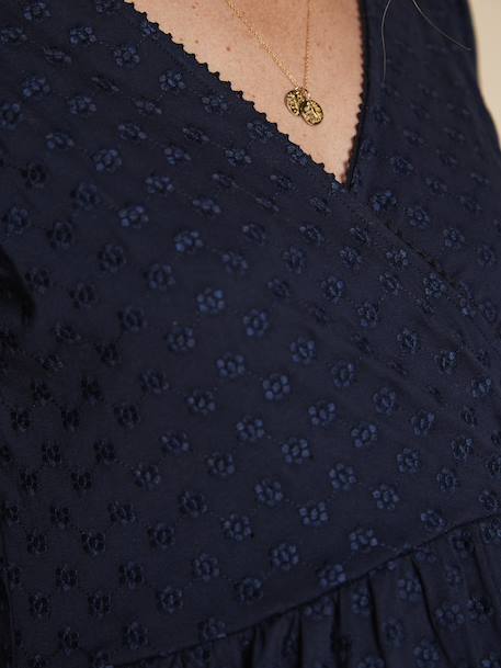 Geborduurd blouseshirt voor de zwangerschap en borstvoeding ENVIE DE FRAISE ecru+marineblauw - vertbaudet enfant 