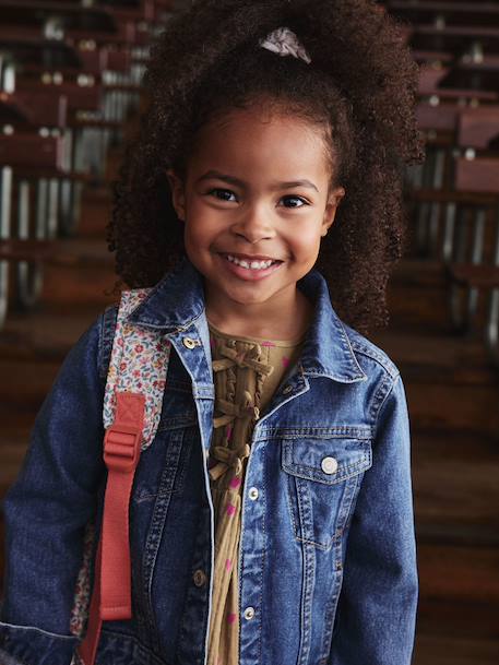 Veste jean fille personnalisable bleu clair+bleu moyen - vertbaudet enfant 