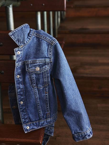 Veste jean fille personnalisable bleu clair+bleu moyen - vertbaudet enfant 
