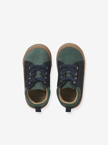 Bottillons lacés cuir souple bébé premiers pas bleu+camel+lot bleu - vertbaudet enfant 