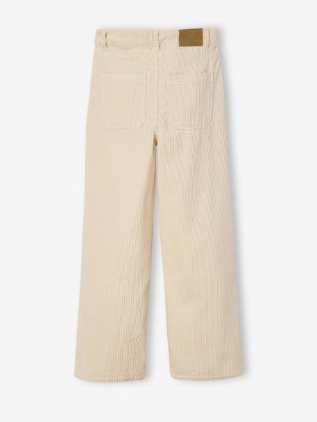 Pantalon large en velours côtelé fille anthracite+écru - vertbaudet enfant 