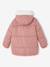 Lange donsjack met capuchon voor meisjes kaki+oudroze - vertbaudet enfant 