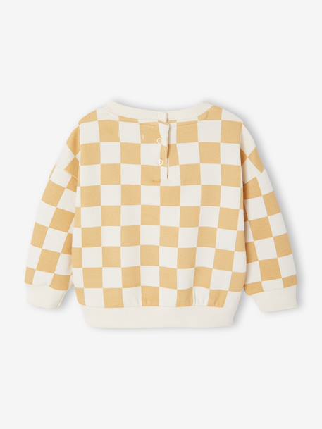 Baby sweater met dambordprint okergeel - vertbaudet enfant 