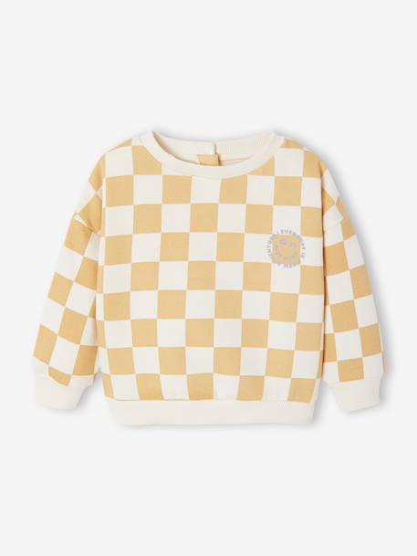 Baby sweater met dambordprint okergeel - vertbaudet enfant 